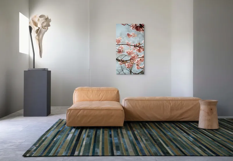 Tablou Canvas, "Sakura sub cer senin de primăvară", Flori, Roz, Crengi, Primăvară, Cer, Delicat, Natură, Petale, Frunze, Frumusețe, 50 x 90 cm – poza 5