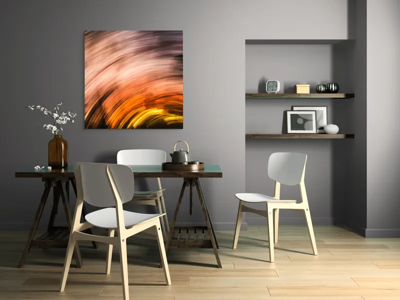 Tablou Canvas, "Vârtejul apusului în mișcare", Vârtej, Lumină, Culori, Apus, Mișcare, Abstracție, Căldură, Energie, 100 x 100 cm – poza 6