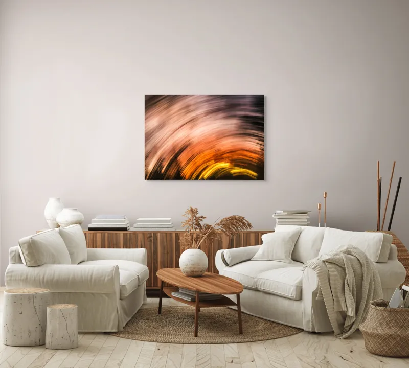 Tablou Canvas, "Vârtejul apusului în mișcare", Vârtej, Lumină, Culori, Apus, Mișcare, Abstracție, Căldură, Energie, 100 x 70 cm – poza 3