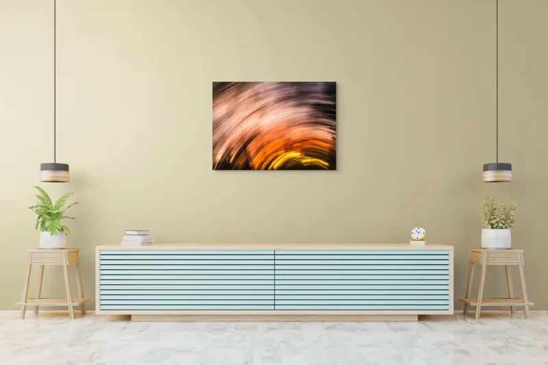 Tablou Canvas, "Vârtejul apusului în mișcare", Vârtej, Lumină, Culori, Apus, Mișcare, Abstracție, Căldură, Energie, 100 x 70 cm – poza 4