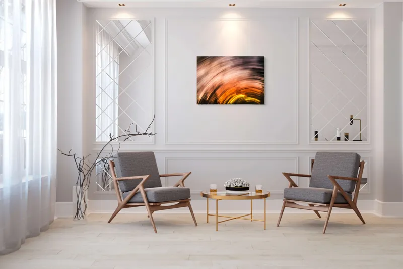 Tablou Canvas, "Vârtejul apusului în mișcare", Vârtej, Lumină, Culori, Apus, Mișcare, Abstracție, Căldură, Energie, 100 x 70 cm – poza 5