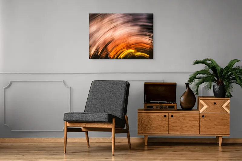 Tablou Canvas, "Vârtejul apusului în mișcare", Vârtej, Lumină, Culori, Apus, Mișcare, Abstracție, Căldură, Energie, 100 x 70 cm – poza 8