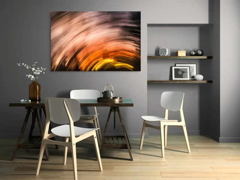 Tablou Canvas, "Vârtejul apusului în mișcare", Vârtej, Lumină, Culori, Apus, Mișcare, Abstracție, Căldură, Energie, 150 x 100 cm – poza 5