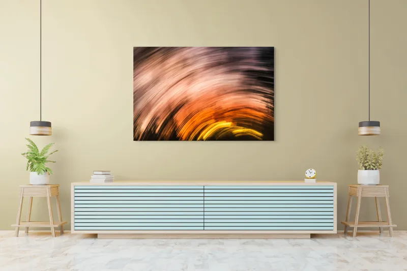 Tablou Canvas, "Vârtejul apusului în mișcare", Vârtej, Lumină, Culori, Apus, Mișcare, Abstracție, Căldură, Energie, 150 x 100 cm – poza 6