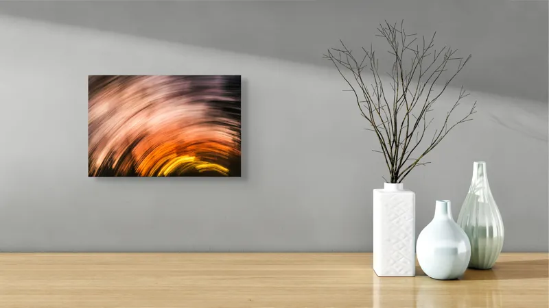 Tablou Canvas, "Vârtejul apusului în mișcare", Vârtej, Lumină, Culori, Apus, Mișcare, Abstracție, Căldură, Energie, 39 x 26 cm – poza 8