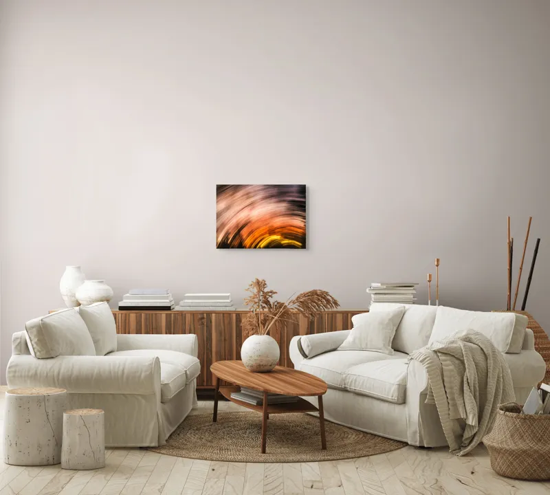 Tablou Canvas, "Vârtejul apusului în mișcare", Vârtej, Lumină, Culori, Apus, Mișcare, Abstracție, Căldură, Energie, 54 x 39 cm – poza 5