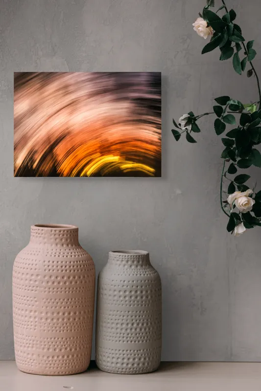 Tablou Canvas, "Vârtejul apusului în mișcare", Vârtej, Lumină, Culori, Apus, Mișcare, Abstracție, Căldură, Energie, 54 x 39 cm – poza 8
