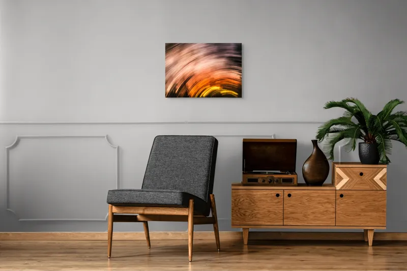 Tablou Canvas, "Vârtejul apusului în mișcare", Vârtej, Lumină, Culori, Apus, Mișcare, Abstracție, Căldură, Energie, 70 x 50 cm – poza 4