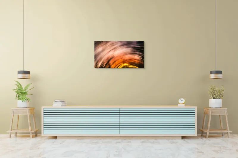 Tablou Canvas, "Vârtejul apusului în mișcare", Vârtej, Lumină, Culori, Apus, Mișcare, Abstracție, Căldură, Energie, 90 x 50 cm – poza 5