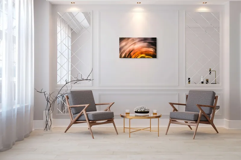 Tablou Canvas, "Vârtejul apusului în mișcare", Vârtej, Lumină, Culori, Apus, Mișcare, Abstracție, Căldură, Energie, 90 x 50 cm – poza 7