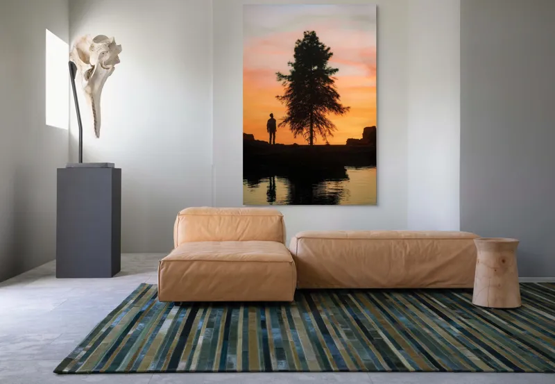 Tablou Canvas, "Singurătate sub cerul înserării", Silhouette, Tree, Sunset, Reflection, Sky, Solitude, Tranquility, 100 x 150 cm – poza 7