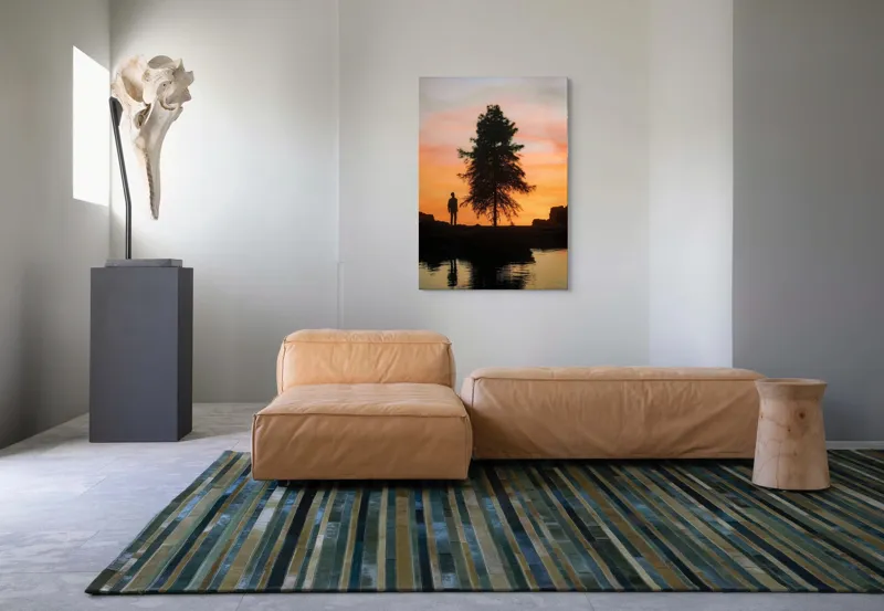 Tablou Canvas, "Singurătate sub cerul înserării", Silhouette, Tree, Sunset, Reflection, Sky, Solitude, Tranquility, 70 x 100 cm – poza 7