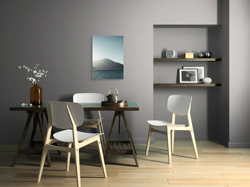 Tablou Canvas, "Pasărea singuratică deasupra munților liniștiți", Munte, Cer, Pasăre, Lac, Lumină, 50 x 70 cm – poza 5