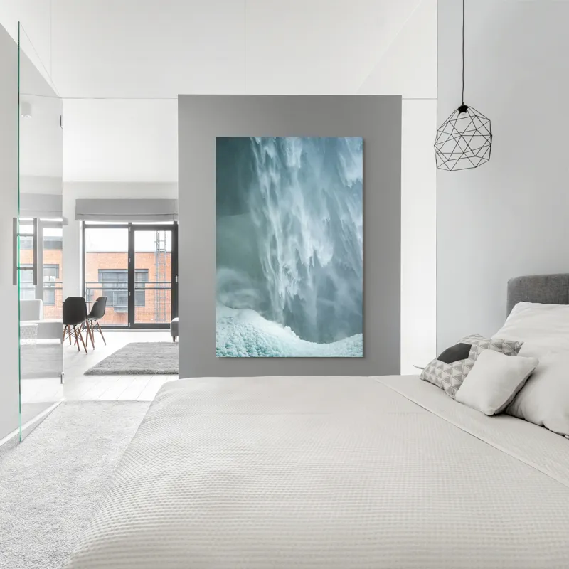 Tablou Canvas, "Cascadă înghețată în mijlocul iernii", Apă, Cascadă, Curgere, Forță, Natură, Spumă, Veloce, Frumusețe, Răcoritoare, 100 x 150 cm – poza 5