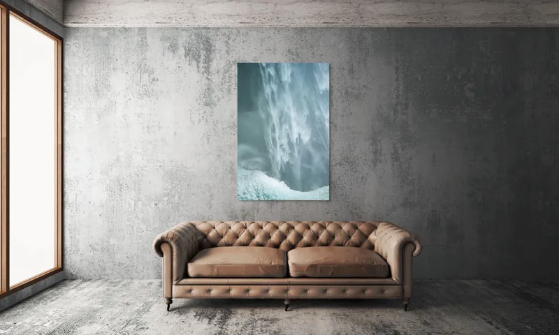 Tablou Canvas, "Cascadă înghețată în mijlocul iernii", Apă, Cascadă, Curgere, Forță, Natură, Spumă, Veloce, Frumusețe, Răcoritoare, 100 x 150 cm – poza 6