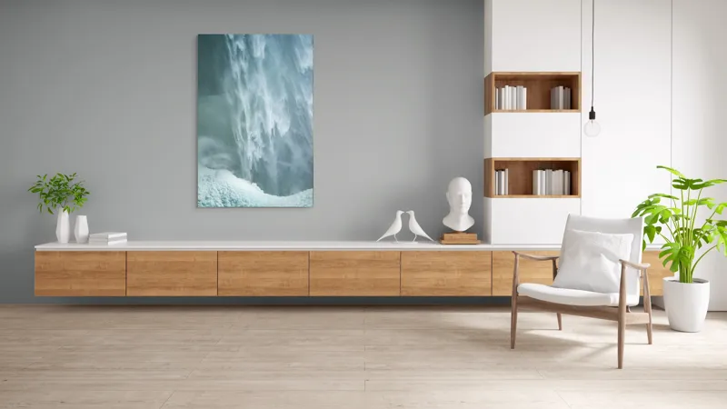 Tablou Canvas, "Cascadă înghețată în mijlocul iernii", Apă, Cascadă, Curgere, Forță, Natură, Spumă, Veloce, Frumusețe, Răcoritoare, 100 x 150 cm – poza 8