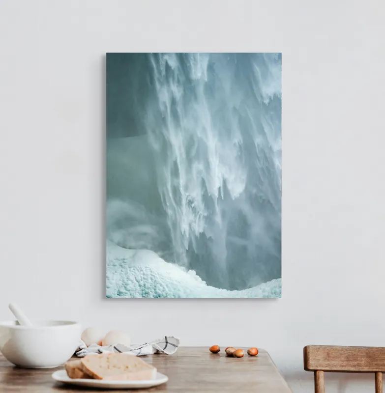 Tablou Canvas, "Cascadă înghețată în mijlocul iernii", Apă, Cascadă, Curgere, Forță, Natură, Spumă, Veloce, Frumusețe, Răcoritoare, 50 x 70 cm – poza 3