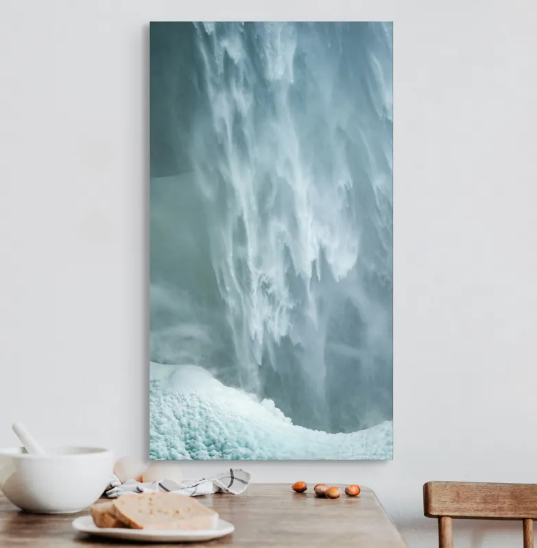 Tablou Canvas, "Cascadă înghețată în mijlocul iernii", Apă, Cascadă, Curgere, Forță, Natură, Spumă, Veloce, Frumusețe, Răcoritoare, 50 x 90 cm – poza 3