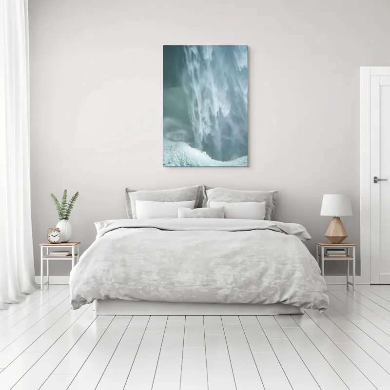 Tablou Canvas, "Cascadă înghețată în mijlocul iernii", Apă, Cascadă, Curgere, Forță, Natură, Spumă, Veloce, Frumusețe, Răcoritoare, 70 x 100 cm – poza 3