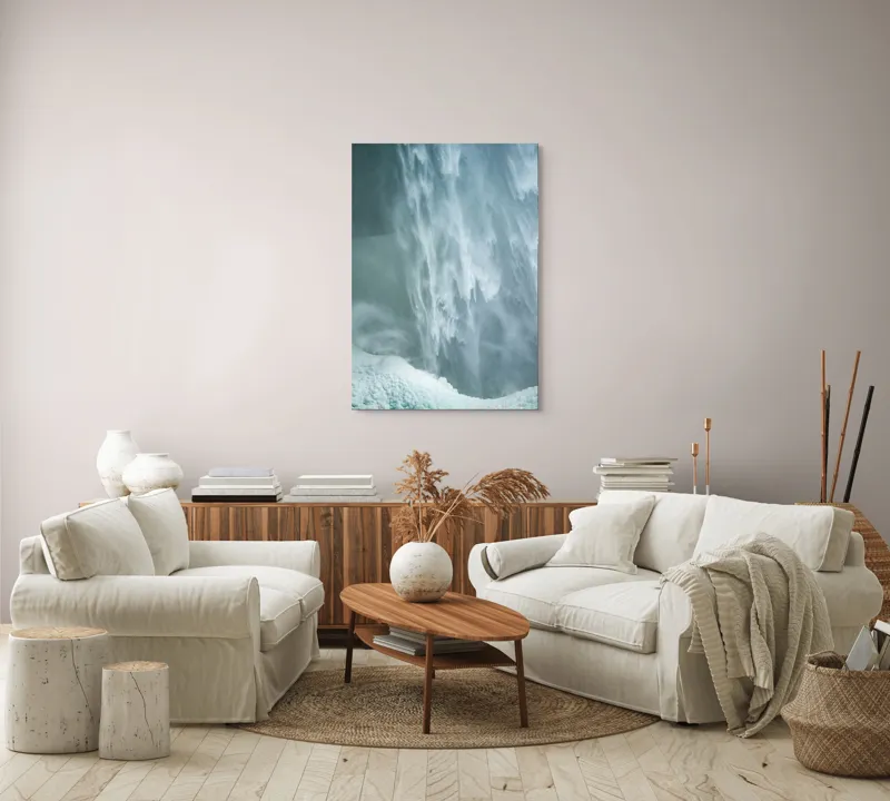 Tablou Canvas, "Cascadă înghețată în mijlocul iernii", Apă, Cascadă, Curgere, Forță, Natură, Spumă, Veloce, Frumusețe, Răcoritoare, 70 x 100 cm – poza 4