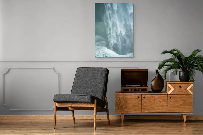 Tablou Canvas, "Cascadă înghețată în mijlocul iernii", Apă, Cascadă, Curgere, Forță, Natură, Spumă, Veloce, Frumusețe, Răcoritoare, 70 x 100 cm – poza 6