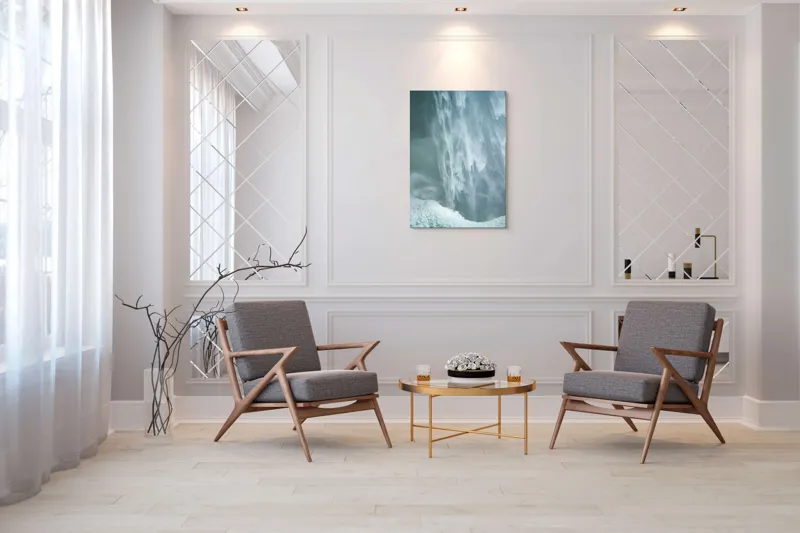 Tablou Canvas, "Cascadă înghețată în mijlocul iernii", Apă, Cascadă, Curgere, Forță, Natură, Spumă, Veloce, Frumusețe, Răcoritoare, 70 x 100 cm – poza 8