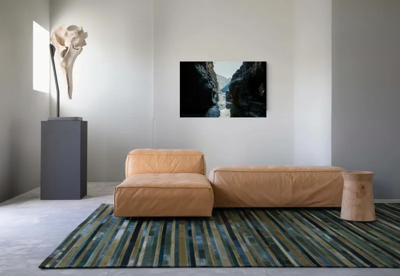 Tablou Canvas, "Trecătoare către lumină și munți", Roci, Râuri, Reflecție, Cer, Vârfuri, Umbre, Peisaj, Tranquil, Natură, 90 x 50 cm – poza 8
