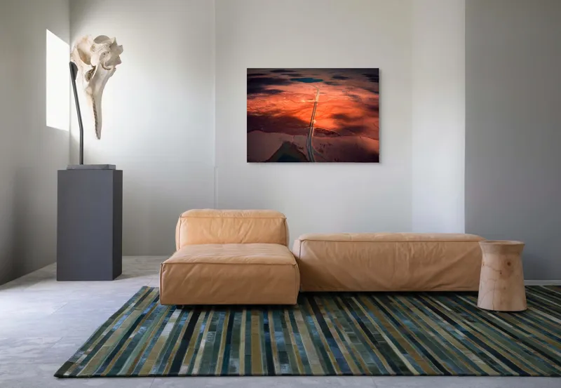 Tablou Canvas, "Drumul Tăcerii sub Soare Apus", Drum, Apus, Peisaj, Umbre, Natură, Cer, Râu, Culoare, Perspective, Lumină, 100 x 70 cm – poza 7
