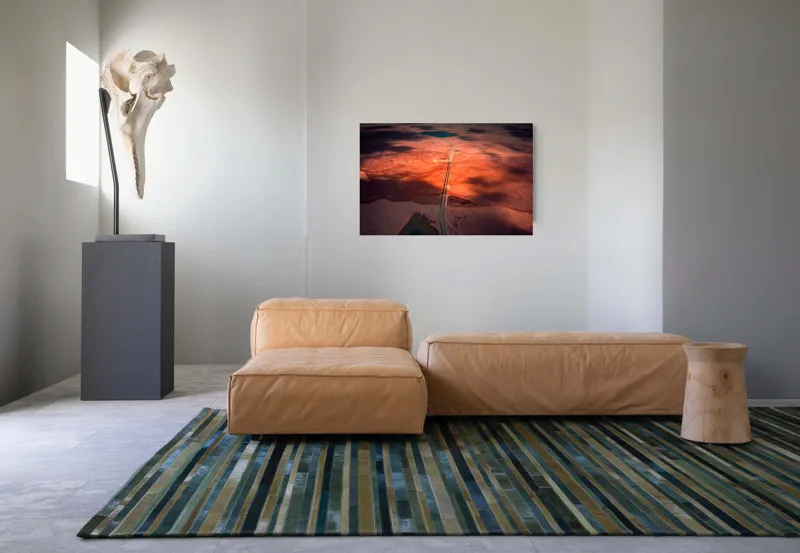 Tablou Canvas, "Drumul Tăcerii sub Soare Apus", Drum, Apus, Peisaj, Umbre, Natură, Cer, Râu, Culoare, Perspective, Lumină, 90 x 50 cm – poza 8