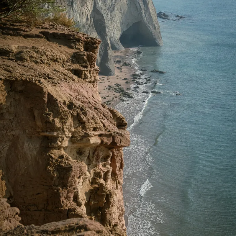 Tablou Canvas, "Stânci mărețe lângă mare albastră", Stâncă, Ocean, Valuri, Peisaj, Cer, Liniște, Natură, Coastă, 100 x 100 cm – poza 2