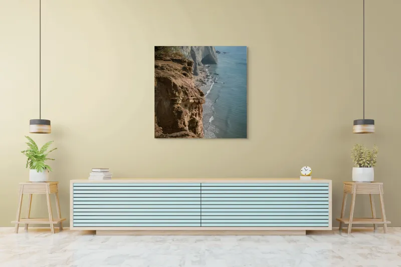 Tablou Canvas, "Stânci mărețe lângă mare albastră", Stâncă, Ocean, Valuri, Peisaj, Cer, Liniște, Natură, Coastă, 100 x 100 cm – poza 5