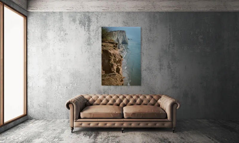 Tablou Canvas, "Stânci mărețe lângă mare albastră", Stâncă, Ocean, Valuri, Peisaj, Cer, Liniște, Natură, Coastă, 100 x 150 cm – poza 6