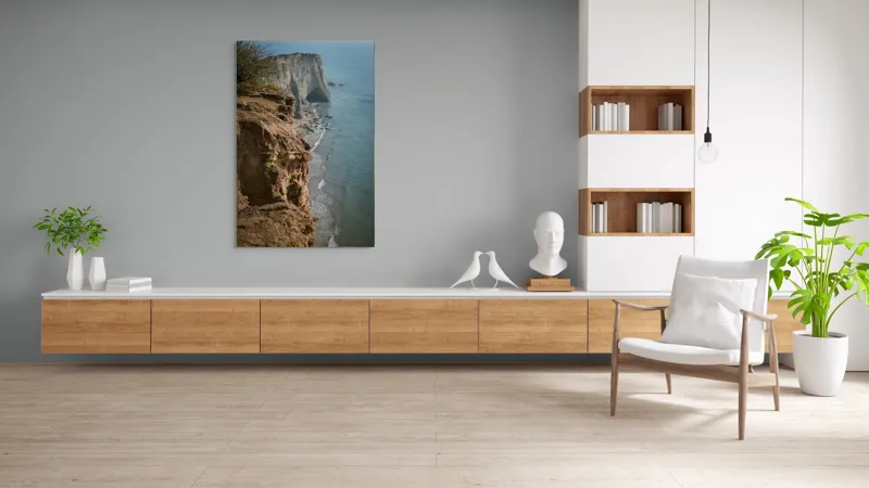 Tablou Canvas, "Stânci mărețe lângă mare albastră", Stâncă, Ocean, Valuri, Peisaj, Cer, Liniște, Natură, Coastă, 100 x 150 cm – poza 8