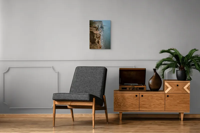 Tablou Canvas, "Stânci mărețe lângă mare albastră", Stâncă, Ocean, Valuri, Peisaj, Cer, Liniște, Natură, Coastă, 39 x 54 cm – poza 8