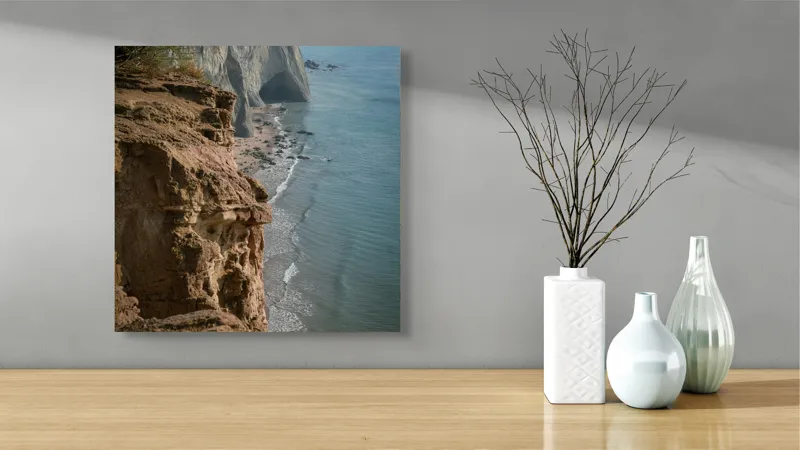 Tablou Canvas, "Stânci mărețe lângă mare albastră", Stâncă, Ocean, Valuri, Peisaj, Cer, Liniște, Natură, Coastă, 50 x 50 cm – poza 3