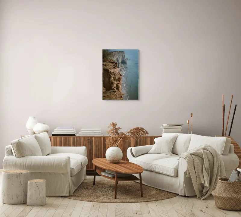 Tablou Canvas, "Stânci mărețe lângă mare albastră", Stâncă, Ocean, Valuri, Peisaj, Cer, Liniște, Natură, Coastă, 50 x 70 cm – poza 4