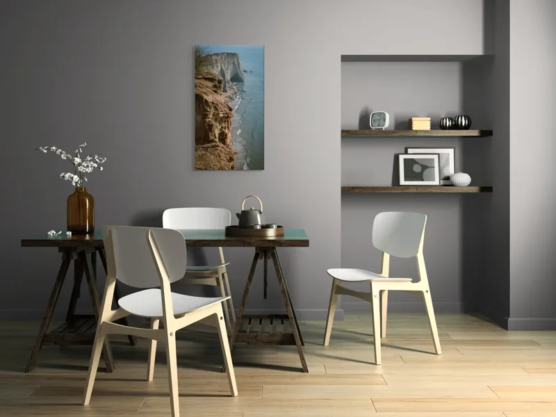 Tablou Canvas, "Stânci mărețe lângă mare albastră", Stâncă, Ocean, Valuri, Peisaj, Cer, Liniște, Natură, Coastă, 50 x 90 cm – poza 4