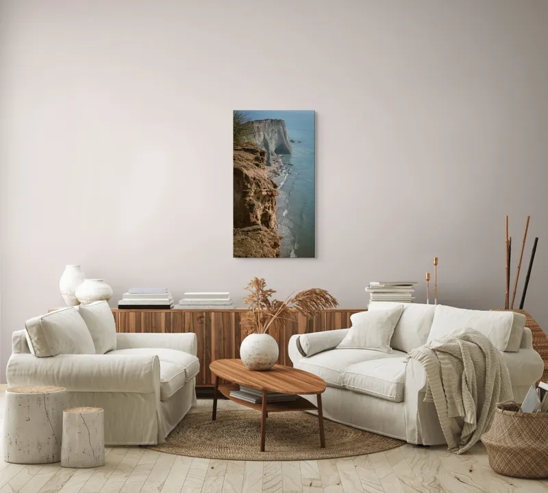Tablou Canvas, "Stânci mărețe lângă mare albastră", Stâncă, Ocean, Valuri, Peisaj, Cer, Liniște, Natură, Coastă, 50 x 90 cm – poza 7