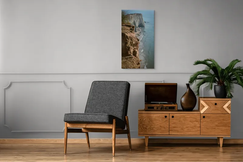 Tablou Canvas, "Stânci mărețe lângă mare albastră", Stâncă, Ocean, Valuri, Peisaj, Cer, Liniște, Natură, Coastă, 50 x 90 cm – poza 8