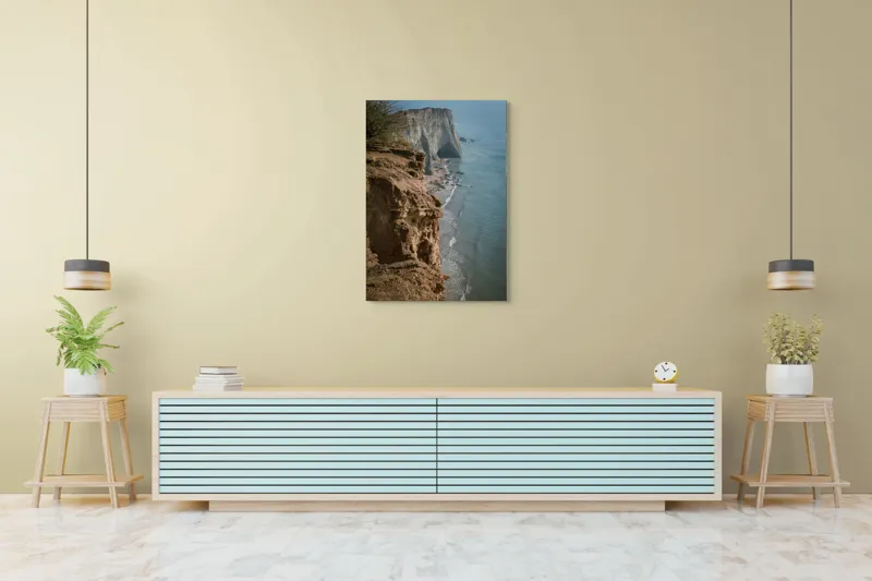 Tablou Canvas, "Stânci mărețe lângă mare albastră", Stâncă, Ocean, Valuri, Peisaj, Cer, Liniște, Natură, Coastă, 70 x 100 cm – poza 5
