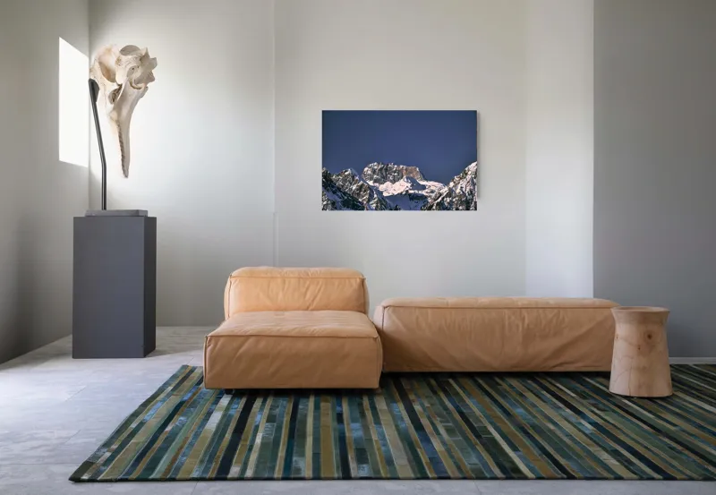 Tablou Canvas, "Vârfuri alpine sub cerul albastru", Albastru, Vârf, Zăpadă, Stânci, Grandios, Rece, Clar, Munți, Cer, Impresionant, 90 x 50 cm – poza 8