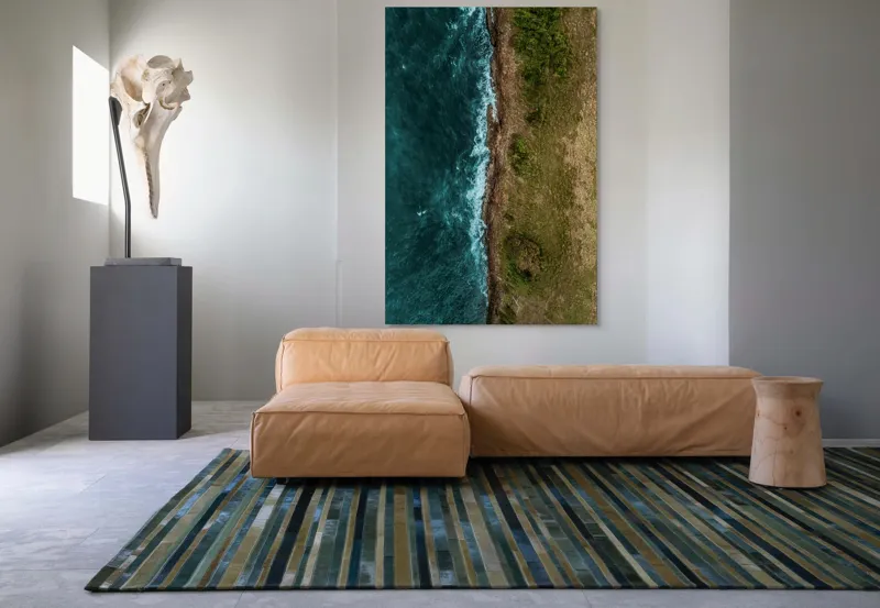 Tablou Canvas, "Întâlnirea naturii cu oceanul turcoaz", Ocean, Coastline, Waves, Greenery, Cliff, Nature, Aerial, Contrast, 100 x 150 cm – poza 7
