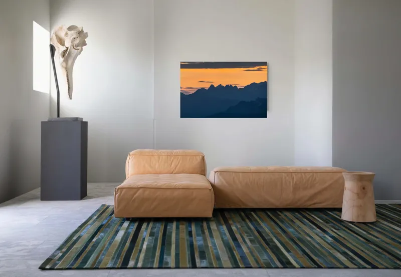 Tablou Canvas, "Munții la apus de soare", Cer, Siluetă, Munți, Apus, Norii, Peisaj, Lumină, Umbre., 90 x 50 cm – poza 8
