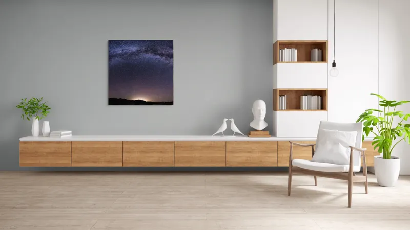 Tablou Canvas, "Calea Lactee deasupra orizontului nocturn", Stele, Galaxie, Cale, Lactee, Cer, Înstelat, Noapte, Infinit, Lumină, Arc, Univers, Mister, Splendoare, Viziune, Cosmică, 100 x 100 cm – poza 8