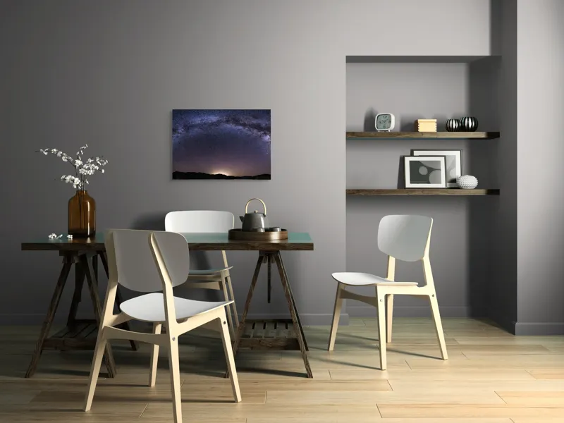 Tablou Canvas, "Calea Lactee deasupra orizontului nocturn", Stele, Galaxie, Cale, Lactee, Cer, Înstelat, Noapte, Infinit, Lumină, Arc, Univers, Mister, Splendoare, Viziune, Cosmică, 70 x 50 cm – poza 5