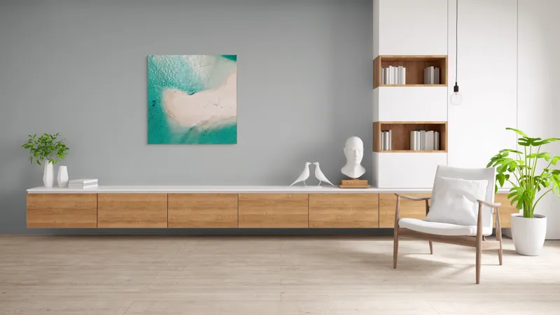 Tablou Canvas, "Insula viselor înconjurată de valuri turcoaz", Turcoaz, Nisip, Valuri, Linie De Coastă, Lumină, Textură, Natură, Serenitate, Ocean, Tranquilitate., 100 x 100 cm – poza 8