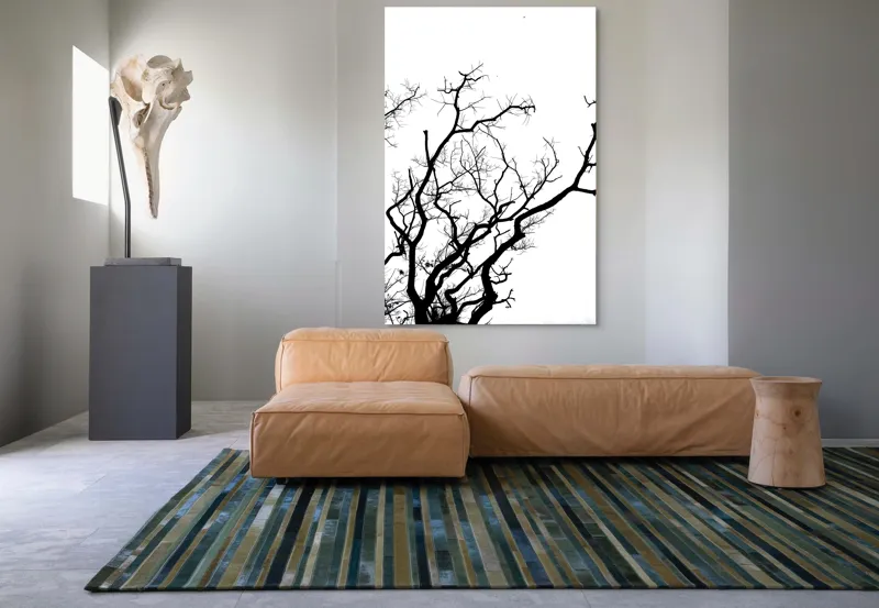 Tablou Canvas, "Umbră de ramuri curajoase și fragile", Crengi, Siluetă, Contrast, Minimalism, Natură, Melancolie, Frumusețe, Întunecate, Încrengături, Cer, Simplicitate, Linie, Dramatic, Textură, Artistic., 100 x 150 cm – poza 7