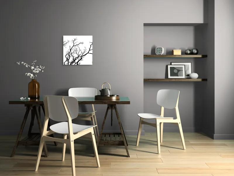 Tablou Canvas, "Umbră de ramuri curajoase și fragile", Crengi, Siluetă, Contrast, Minimalism, Natură, Melancolie, Frumusețe, Întunecate, Încrengături, Cer, Simplicitate, Linie, Dramatic, Textură, Artistic., 50 x 50 cm – poza 8