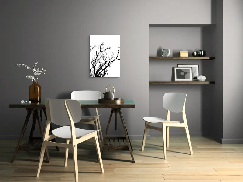 Tablou Canvas, "Umbră de ramuri curajoase și fragile", Crengi, Siluetă, Contrast, Minimalism, Natură, Melancolie, Frumusețe, Întunecate, Încrengături, Cer, Simplicitate, Linie, Dramatic, Textură, Artistic., 50 x 70 cm – poza 5