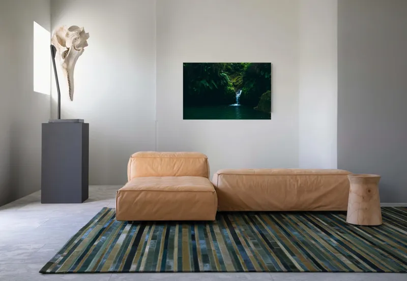 Tablou Canvas, "Cascadă ascunsă în pădurile verzi", Cascadă, Vegetație, Apă, Stâncă, Pădure, 90 x 50 cm – poza 8